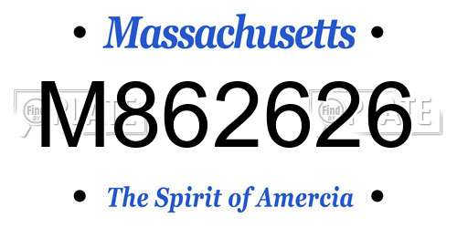 M862626 Massachusetts License Plate
