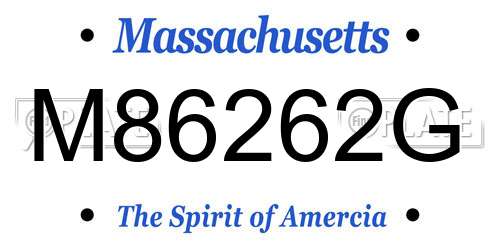 M86262G Massachusetts License Plate