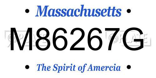M86267G Massachusetts License Plate