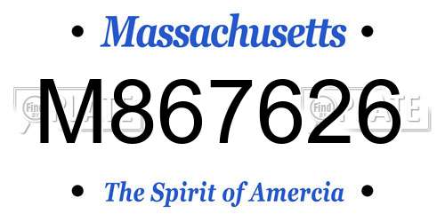M867626 Massachusetts License Plate