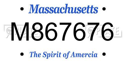 M867676 Massachusetts License Plate