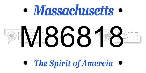 M86818 Massachusetts License Plate