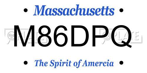 M86DPQ Massachusetts License Plate