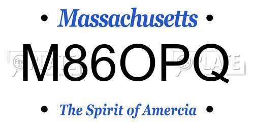 M86OPQ Massachusetts License Plate