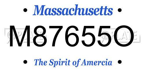 M87655O Massachusetts License Plate