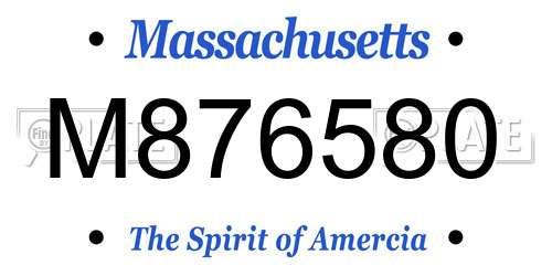 M876580 Massachusetts License Plate