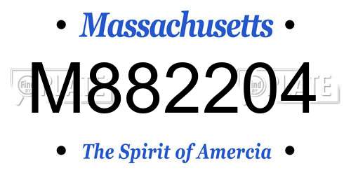 M882204 Massachusetts License Plate