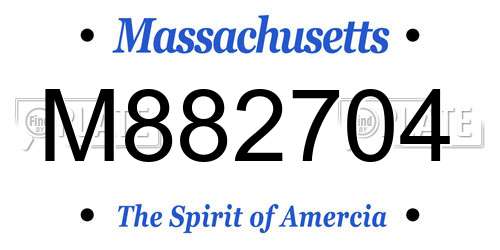 M882704 Massachusetts License Plate