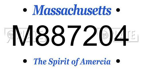 M887204 Massachusetts License Plate