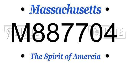 M887704 Massachusetts License Plate