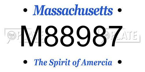 M88987 Massachusetts License Plate
