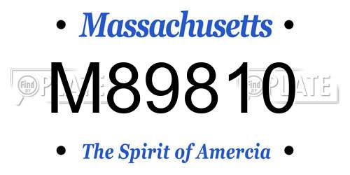 M89810 Massachusetts License Plate