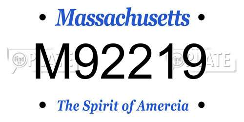 M92219 Massachusetts License Plate