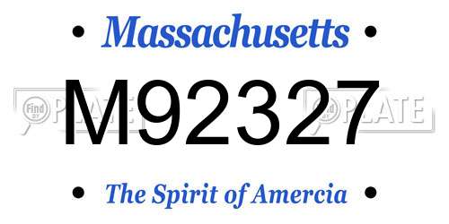 M92327 Massachusetts License Plate
