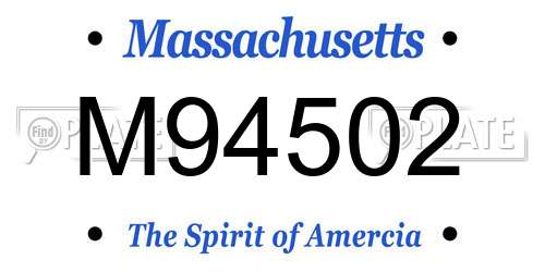 M94502 Massachusetts License Plate