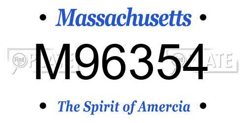 M96354 Massachusetts License Plate