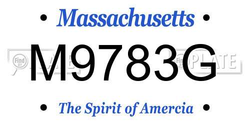 M9783G Massachusetts License Plate