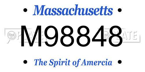 M98848 Massachusetts License Plate
