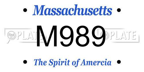 M989 Massachusetts License Plate