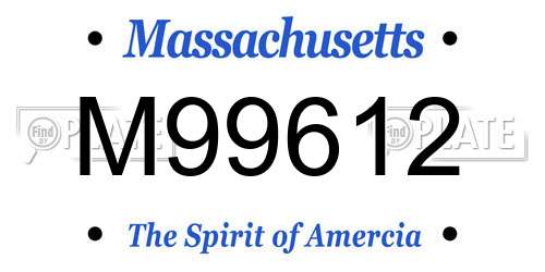 M99612 Massachusetts License Plate