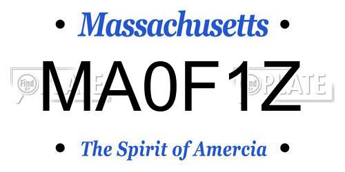 MA0F1Z Massachusetts License Plate