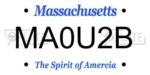 MA0U2B Massachusetts License Plate