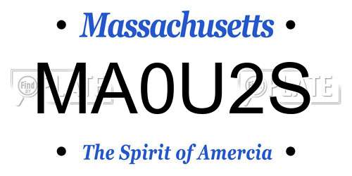MA0U2S Massachusetts License Plate