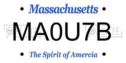 MA0U7B Massachusetts License Plate