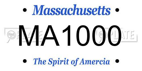 MA1000 Massachusetts License Plate