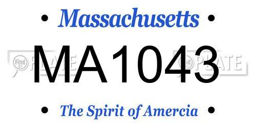 MA1043 Massachusetts License Plate