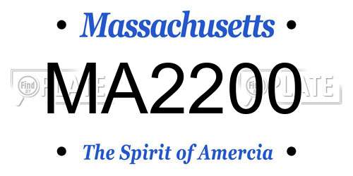 MA2200 Massachusetts License Plate