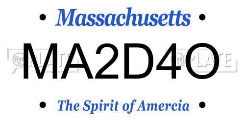 MA2D4O Massachusetts License Plate