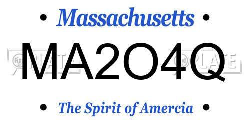 MA2O4Q Massachusetts License Plate