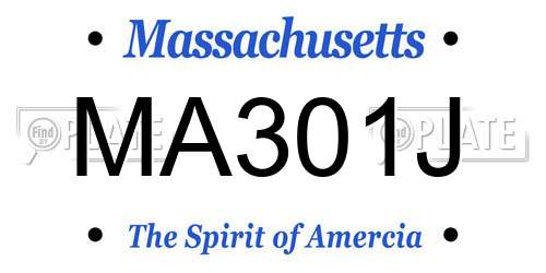 MA301J Massachusetts License Plate