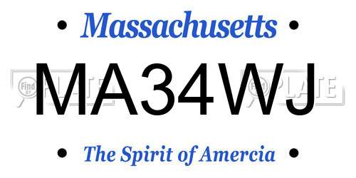 MA34WJ Massachusetts License Plate