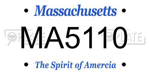 MA5110 Massachusetts License Plate