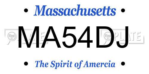 MA54DJ Massachusetts License Plate