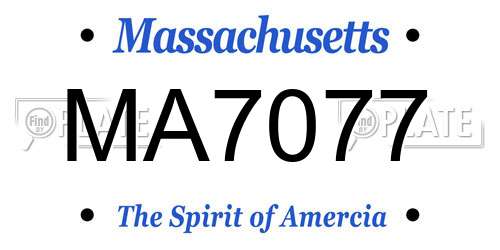 MA7077 Massachusetts License Plate