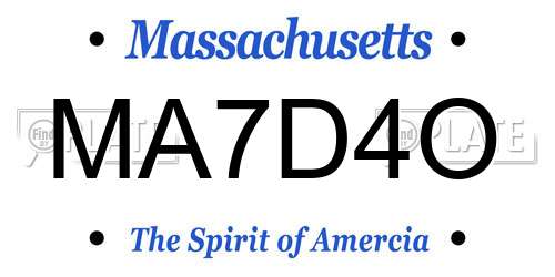 MA7D4O Massachusetts License Plate