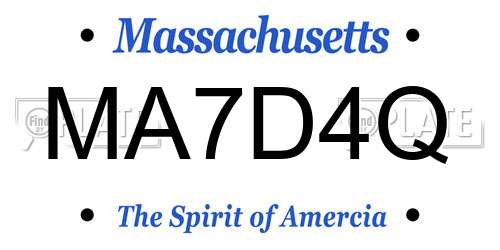 MA7D4Q Massachusetts License Plate