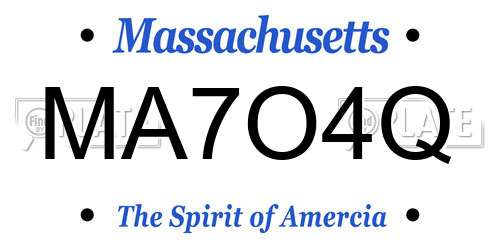 MA7O4Q Massachusetts License Plate