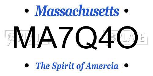 MA7Q4O Massachusetts License Plate