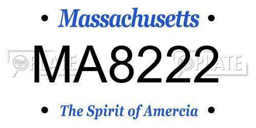 MA8222 Massachusetts License Plate