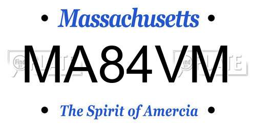 MA84VM Massachusetts License Plate