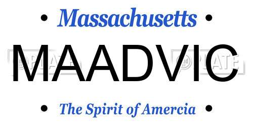 MAADVIC Massachusetts License Plate