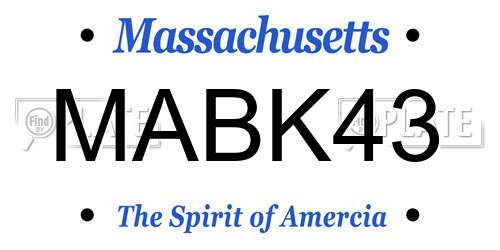 MABK43 Massachusetts License Plate
