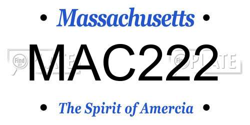 MAC222 Massachusetts License Plate