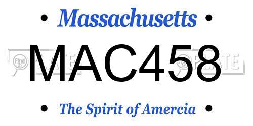 MAC458 Massachusetts License Plate