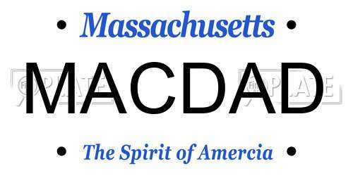 MACDAD Massachusetts License Plate