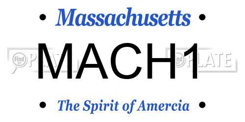 MACH1 Massachusetts License Plate